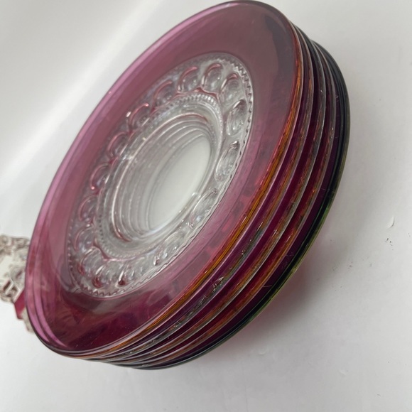 Vintage Westmoreland Footed Lidded Wedding Candy Dish Jar Ruby Red 5 Plates - Picture 7 of 7